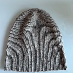 Unisex 100% Cashmere Ribbed Slouchy Khaki/Lt Brown Beanie Hat, OS